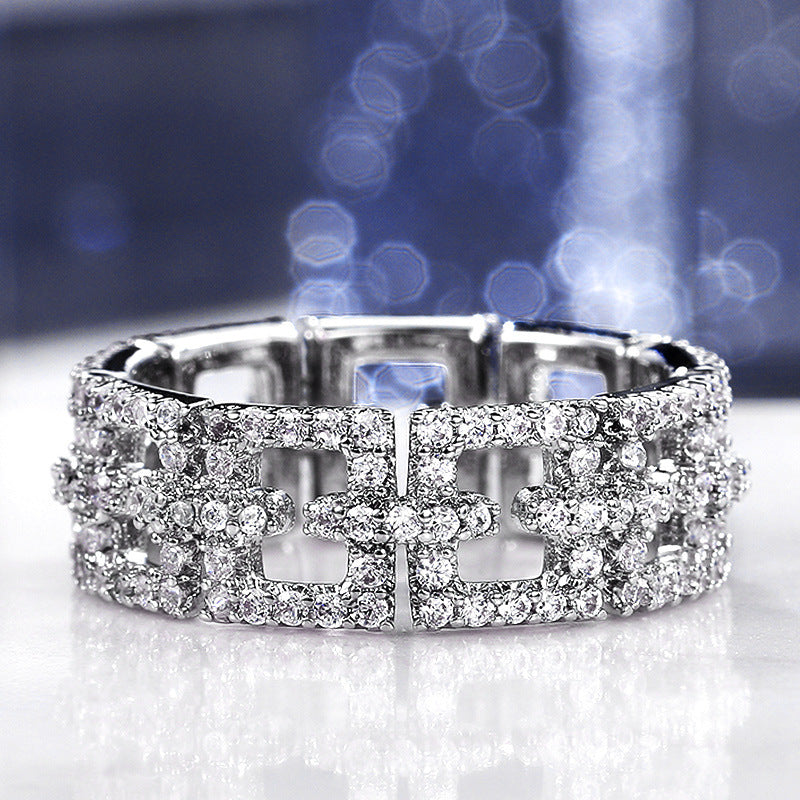Full Diamond And Micro Inlaid Zircon Ring - Bellarte Enchanté Full Diamond And Micro Inlaid Zircon Ring